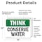 Signmission Conserve Water, 14 in W x Rectangle, Vinyl Decal OS-2PACK-TS-D-1014-L-11821 - alternate 5